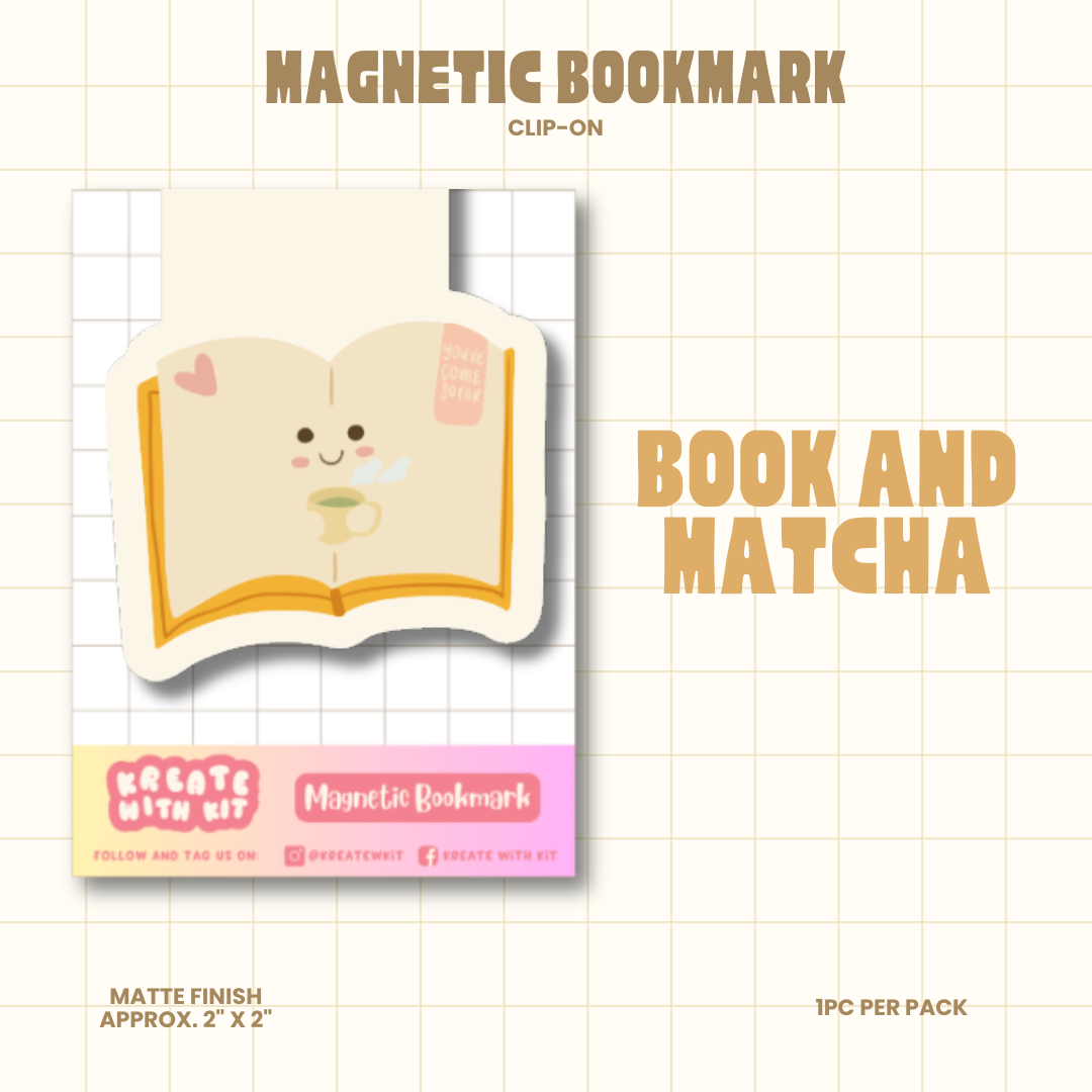 Magnetic Bookmark - Book and Matcha