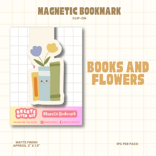 Magnetic Bookmark - Book and Flowers